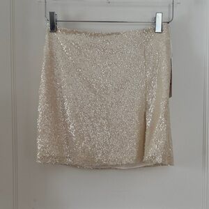 Amanda Uprichard Sparkling Cream Mini Skirt